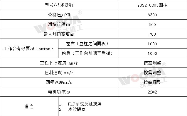 630噸錨桿托盤液壓機(jī)參數(shù)